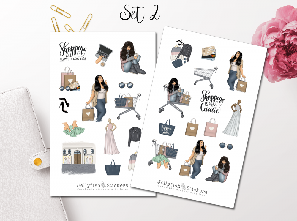 Mädchen Shopping Sticker Set